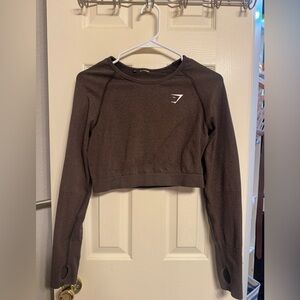Gymshark Dark Brown Long Sleeve Crop Top